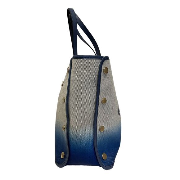 GIVENCHY PARIS Gray Blue Ombre Canvas Logo Bond Tote Shopper Shoulder Bag - Picture 4 of 13